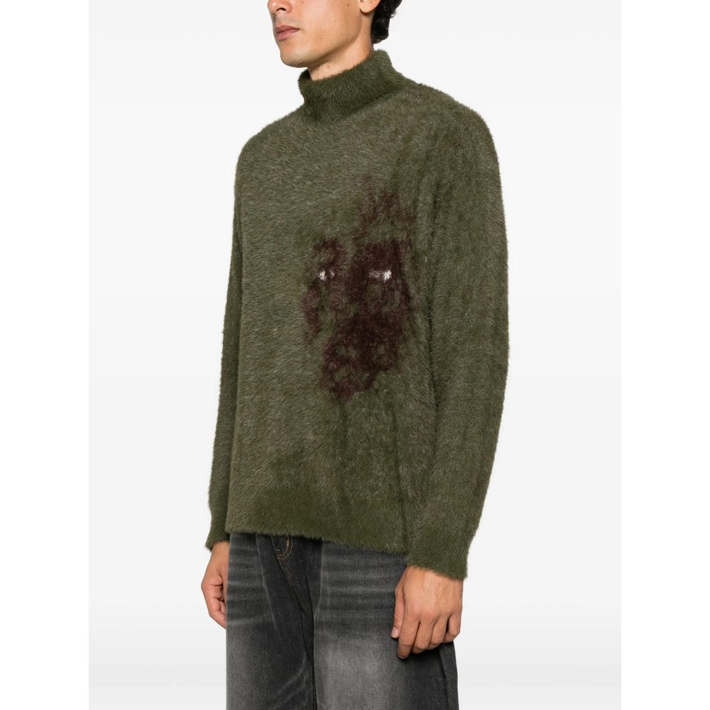 Graphic-Intarsia High-Neck Sweater