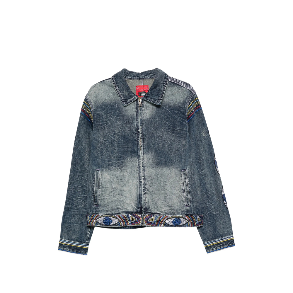 Beaded-Embroidered Denim Jacket