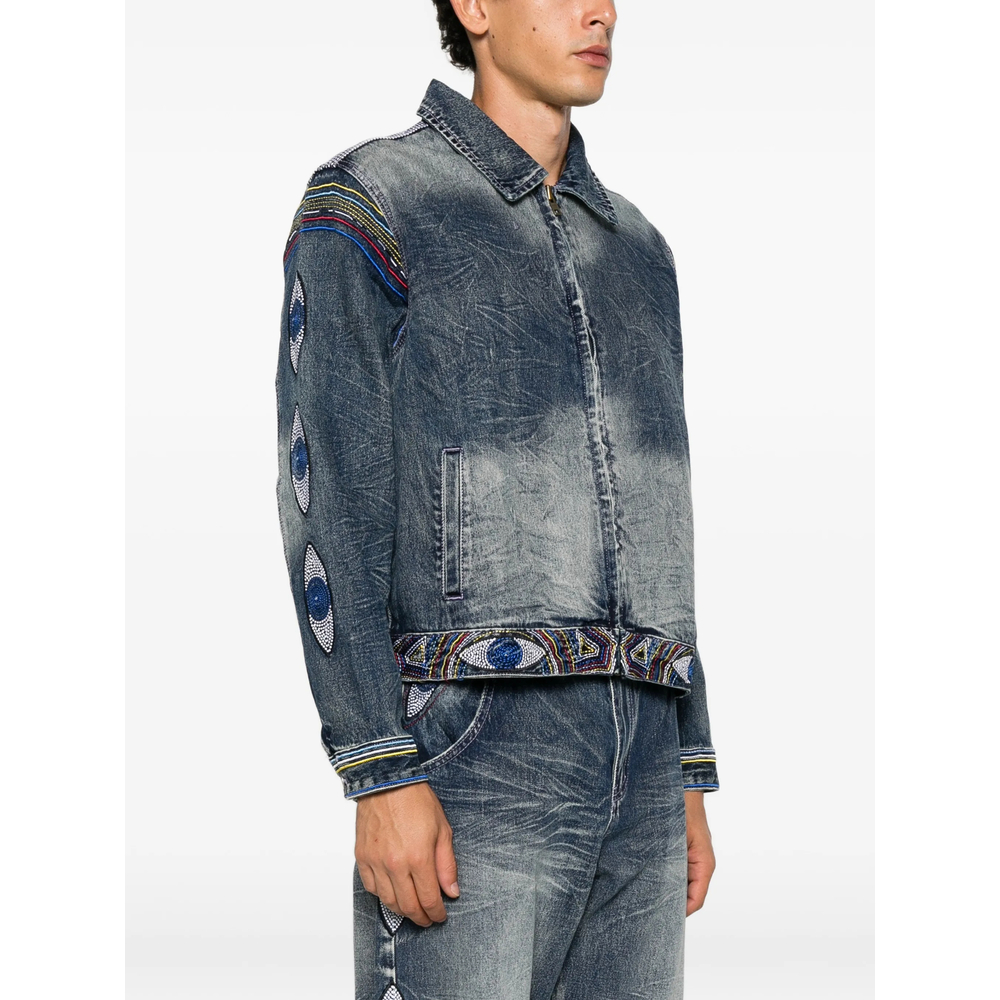 Beaded-Embroidered Denim Jacket