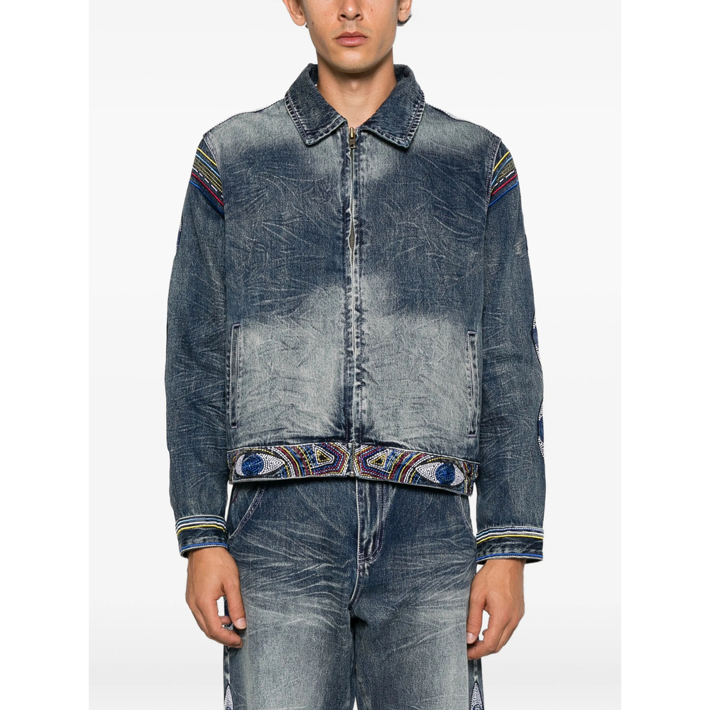 Beaded-Embroidered Denim Jacket