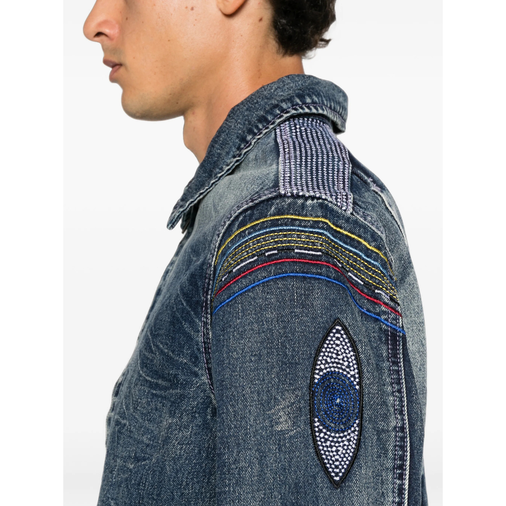 Beaded-Embroidered Denim Jacket