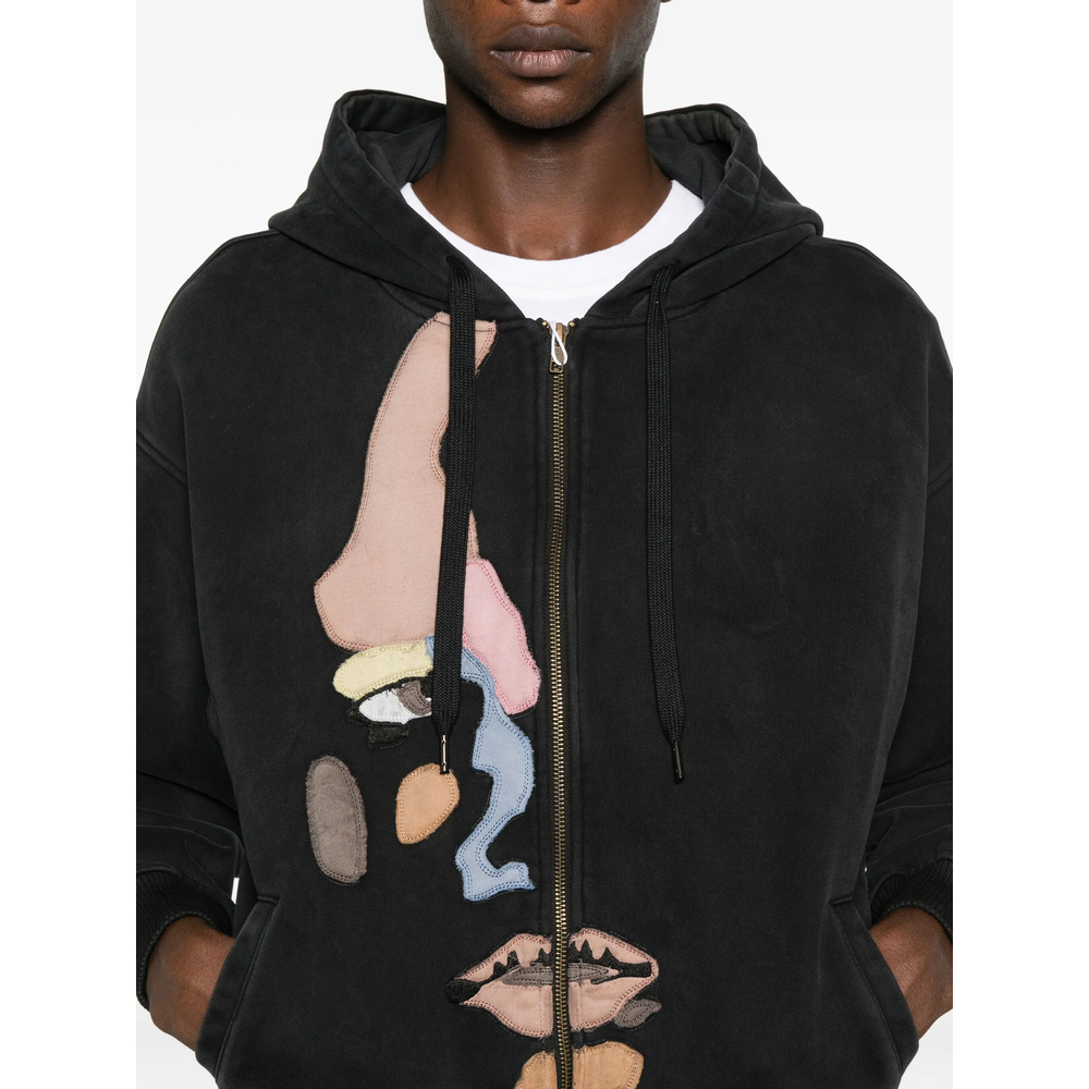 Appliqué-Detail Zip-Up Hoodie