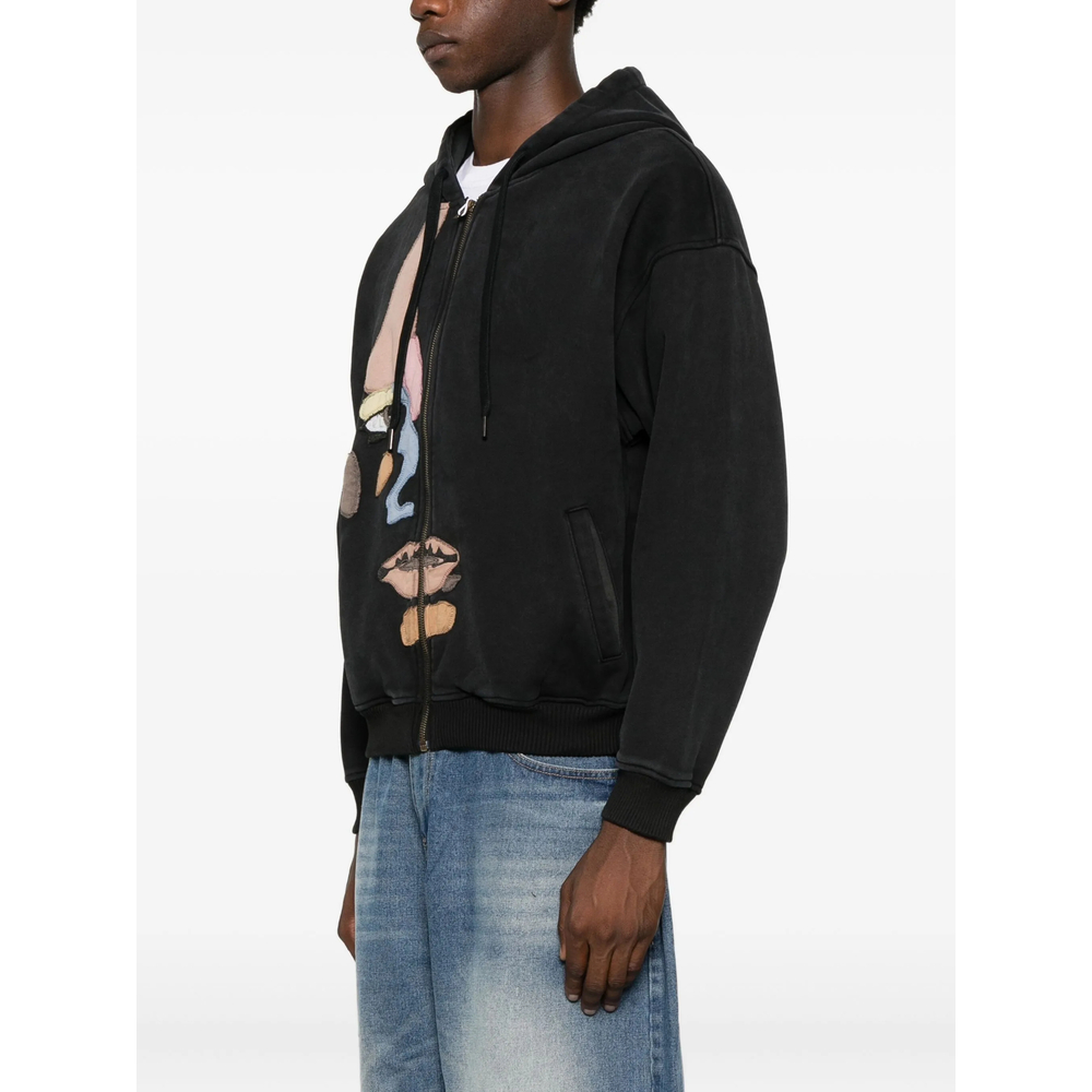 Appliqué-Detail Zip-Up Hoodie