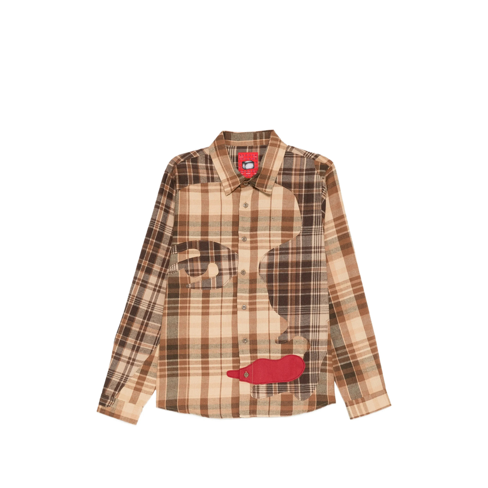Check-Pattern Patchwork Shirt