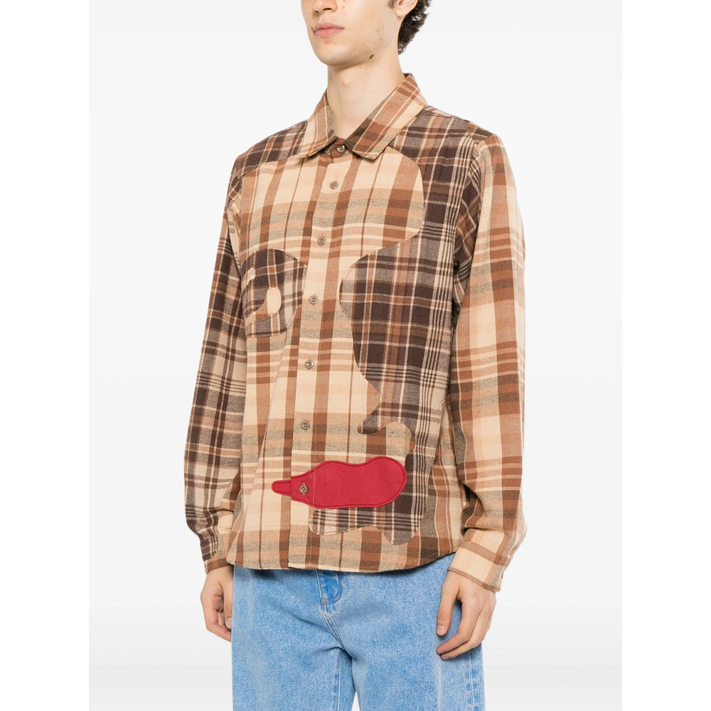 Check-Pattern Patchwork Shirt
