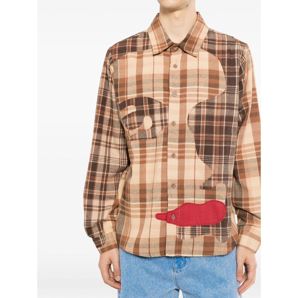Check-Pattern Patchwork Shirt