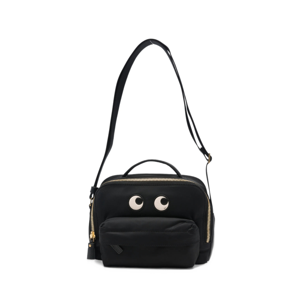 Eyes Leather-Trim Shoulder Bag