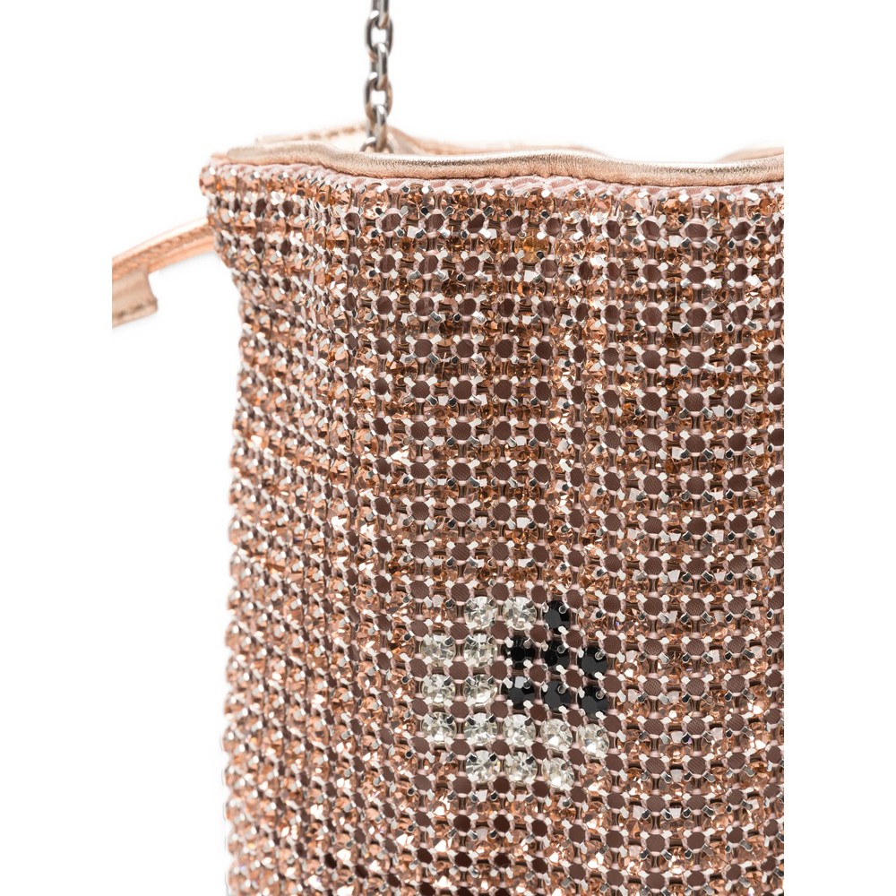 Crystal-Embellished Drawstring Shoulder Bag