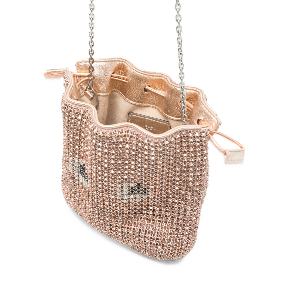 Crystal-Embellished Drawstring Shoulder Bag