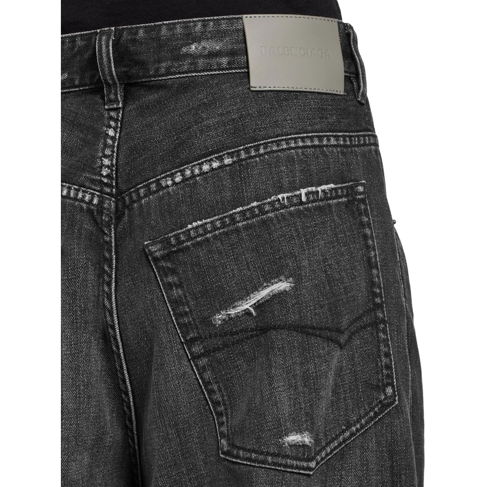 Distressed Wide-Leg Jeans