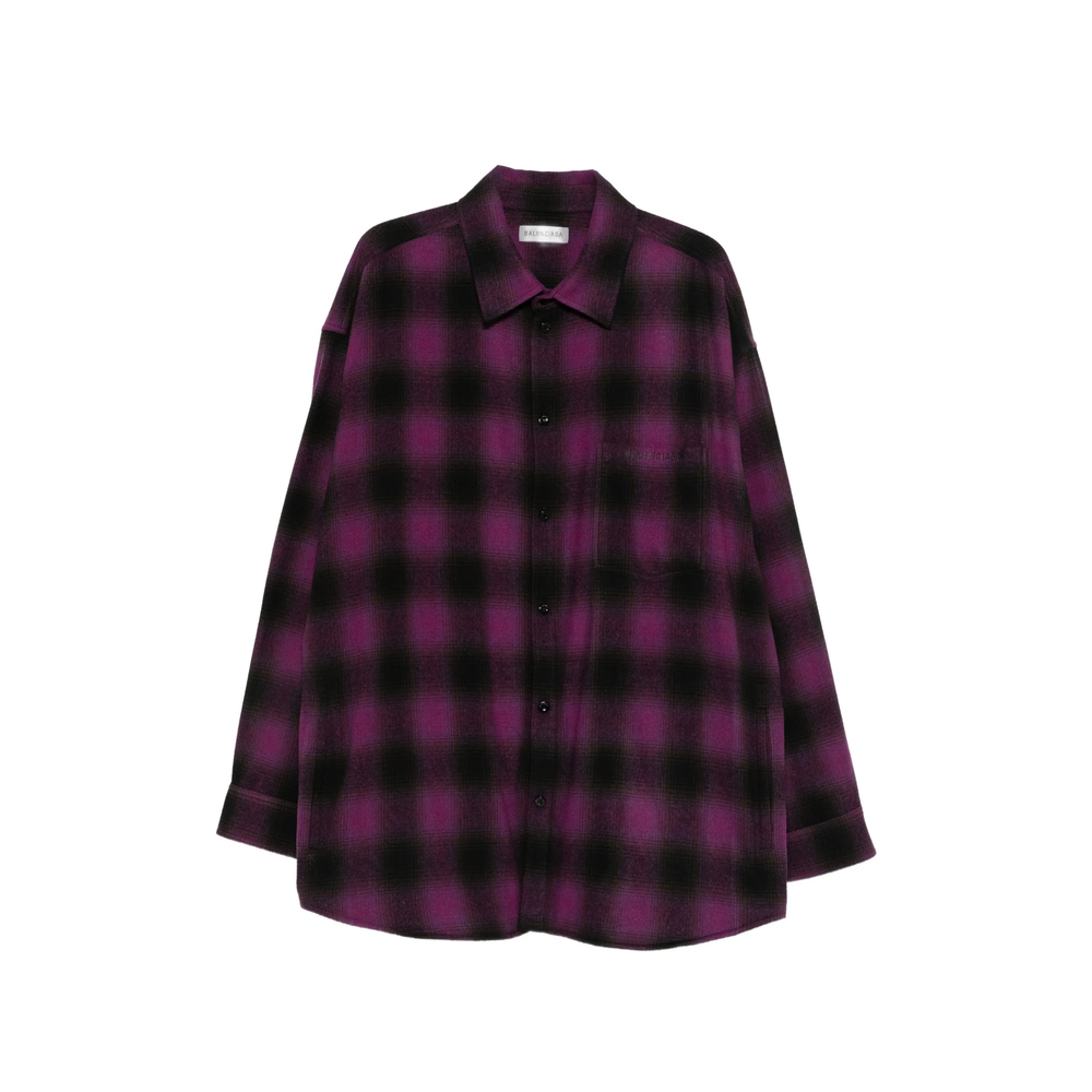 Balenciaga Check-pattern Logo-embroidered Shirt