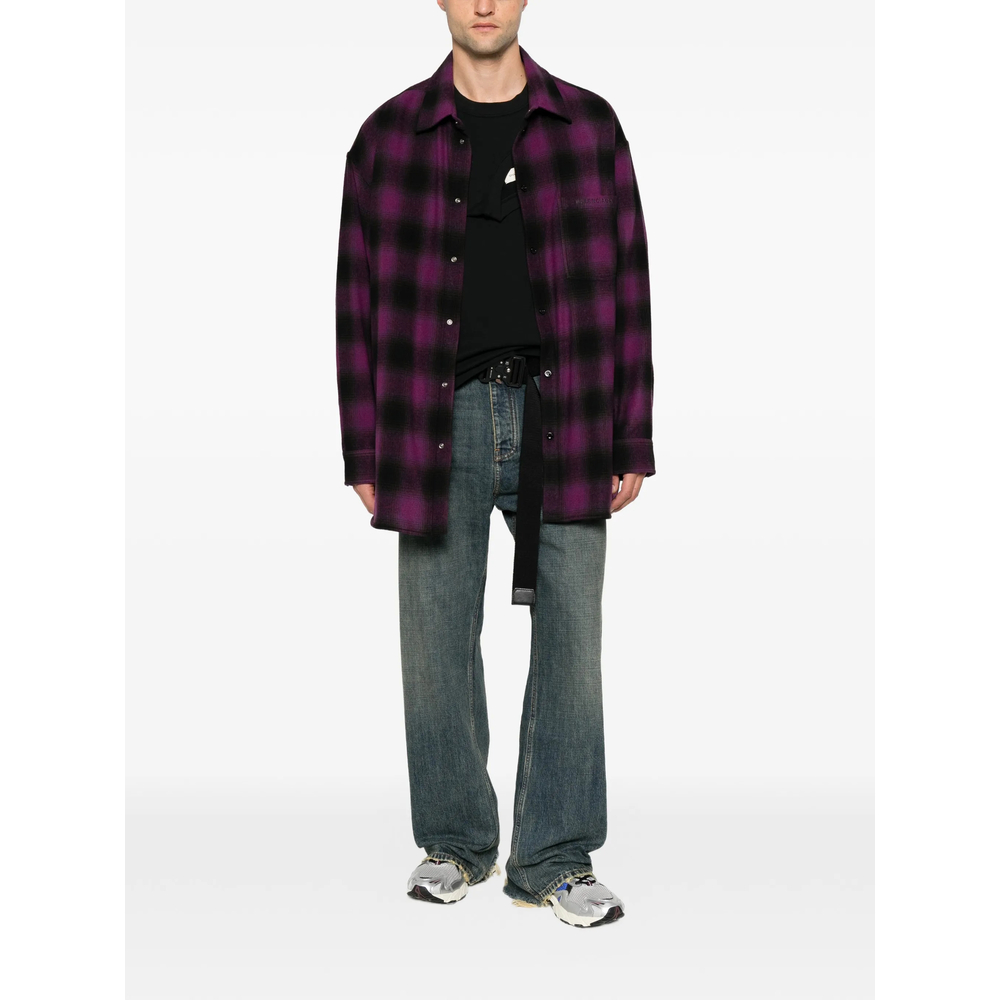 Check-Pattern Logo-Embroidered Shirt