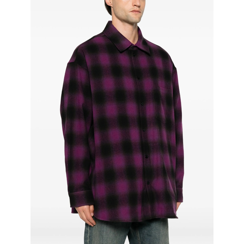 Check-Pattern Logo-Embroidered Shirt