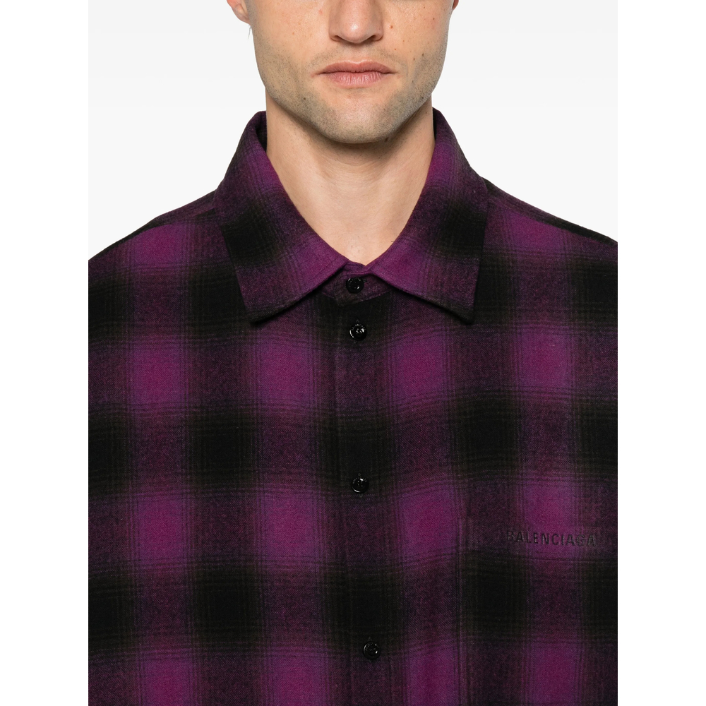 Check-Pattern Logo-Embroidered Shirt