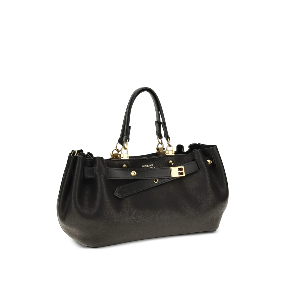 Buckled Leather Shoulder Bag