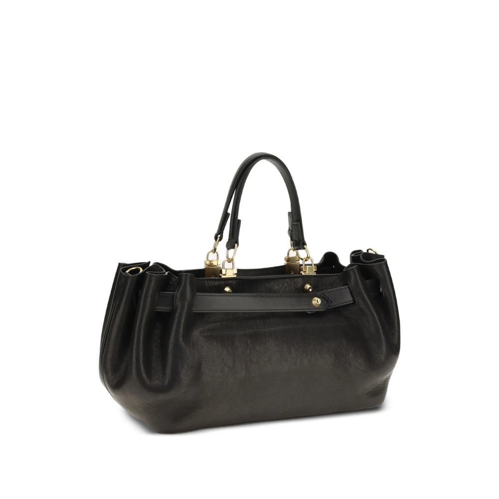 Buckled Leather Shoulder Bag