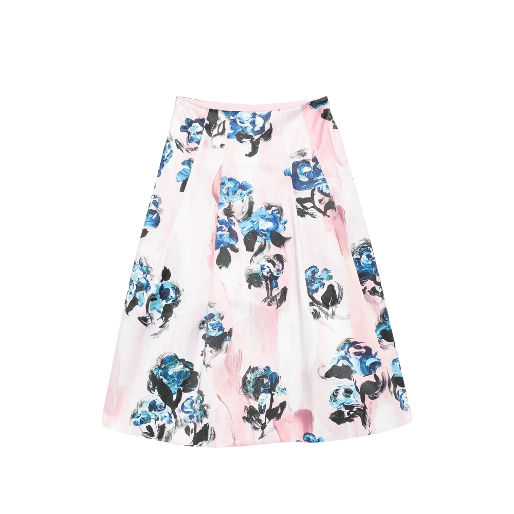 Floral-Print Pleated Midi