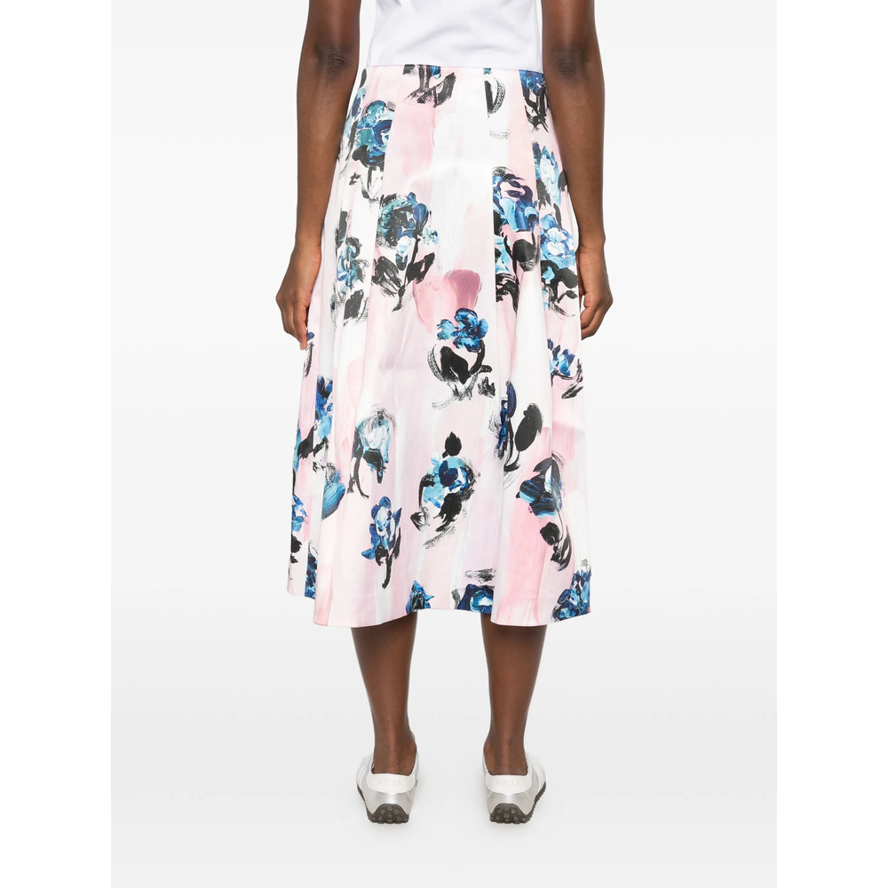 Floral-Print Pleated Midi
