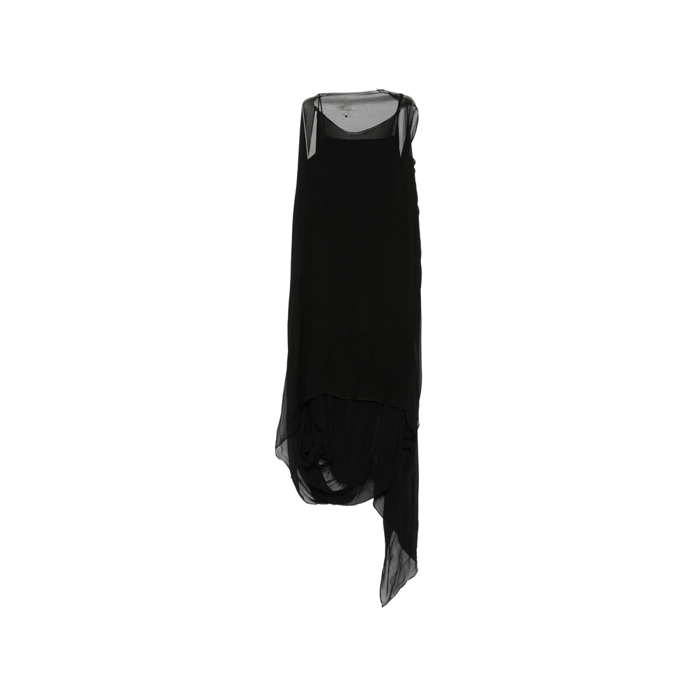 Staud Viona Sheer-panelled Draped Maxi Dress In Black