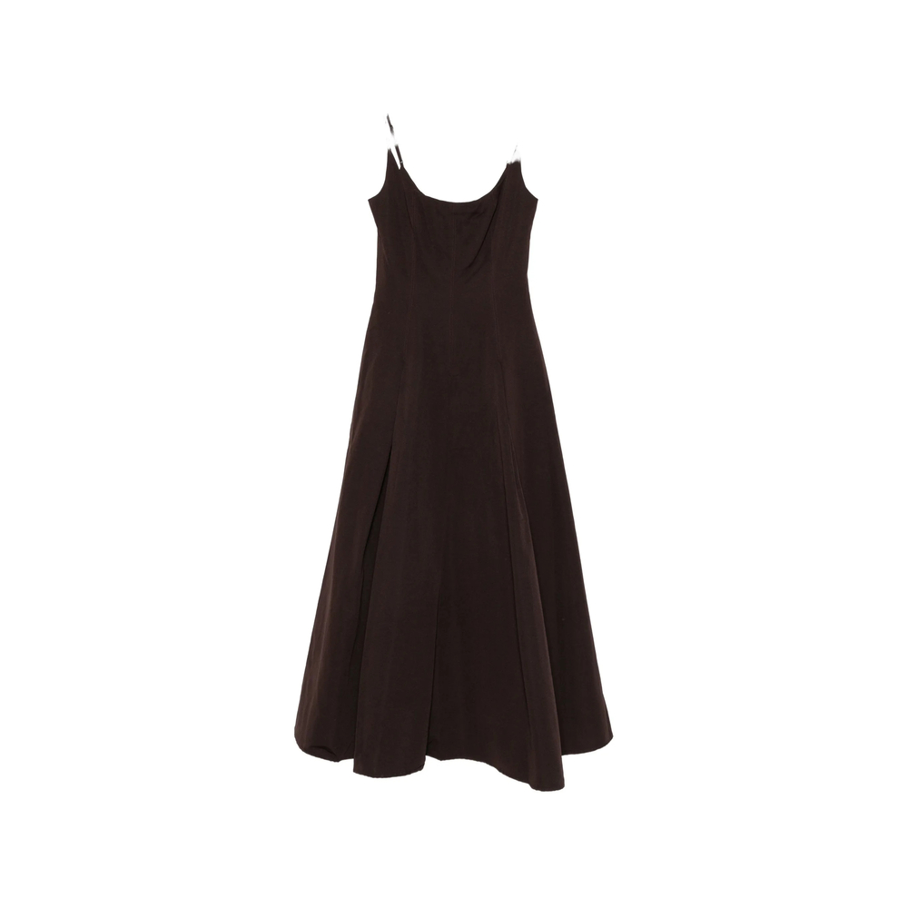 Staud Jill Panneled Flared Dress In Brown