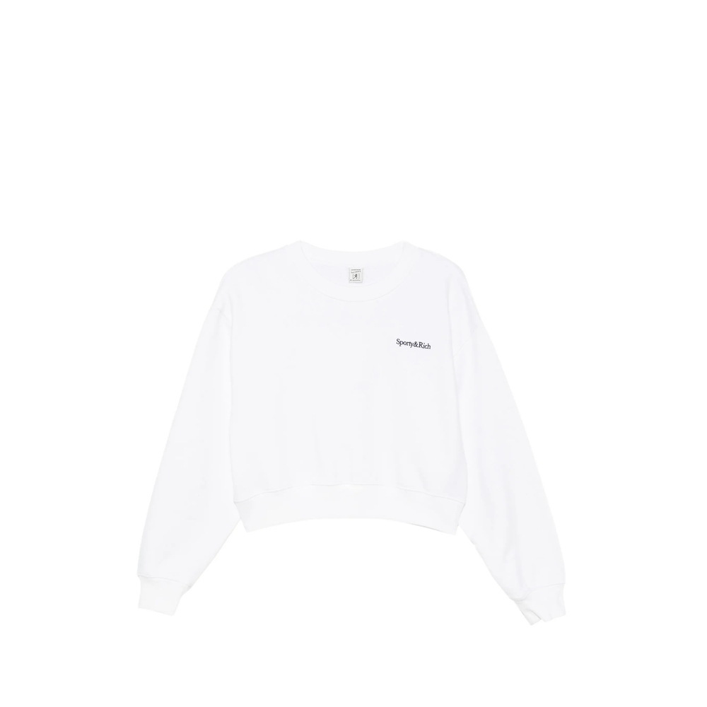 Sporty & Rich Elza Logo-embroidered Cropped Sweatshirt