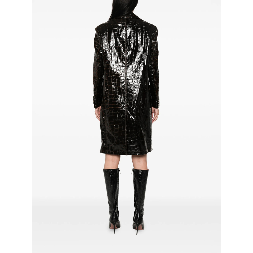 Croc-Effect Double-Breasted Coat