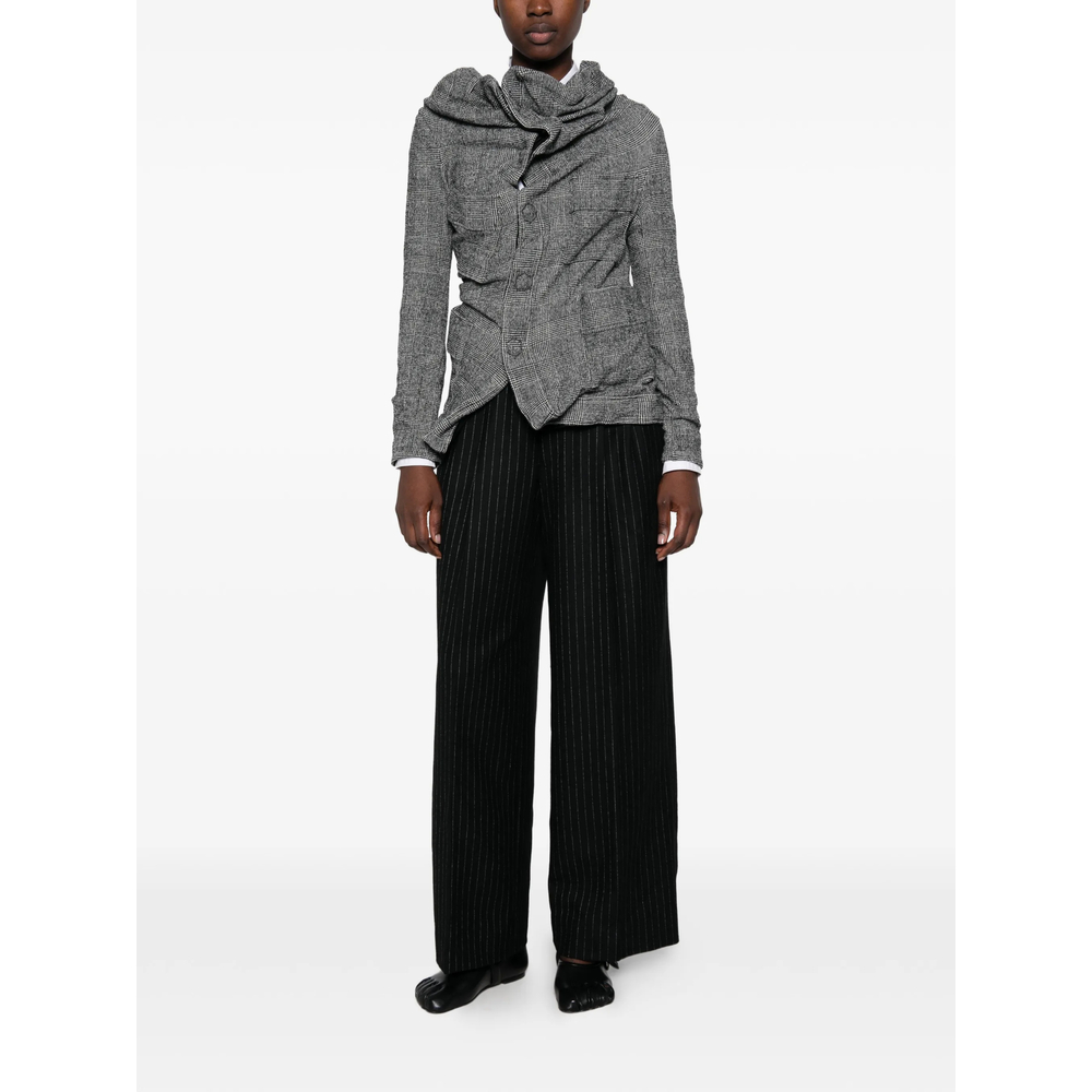 Check-Pattern Draped Jacket
