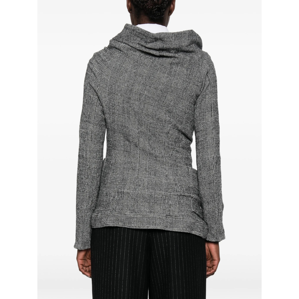 Check-Pattern Draped Jacket