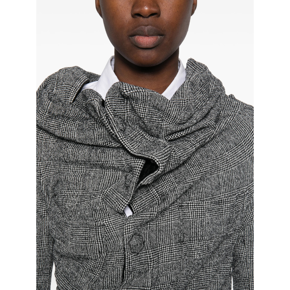 Check-Pattern Draped Jacket