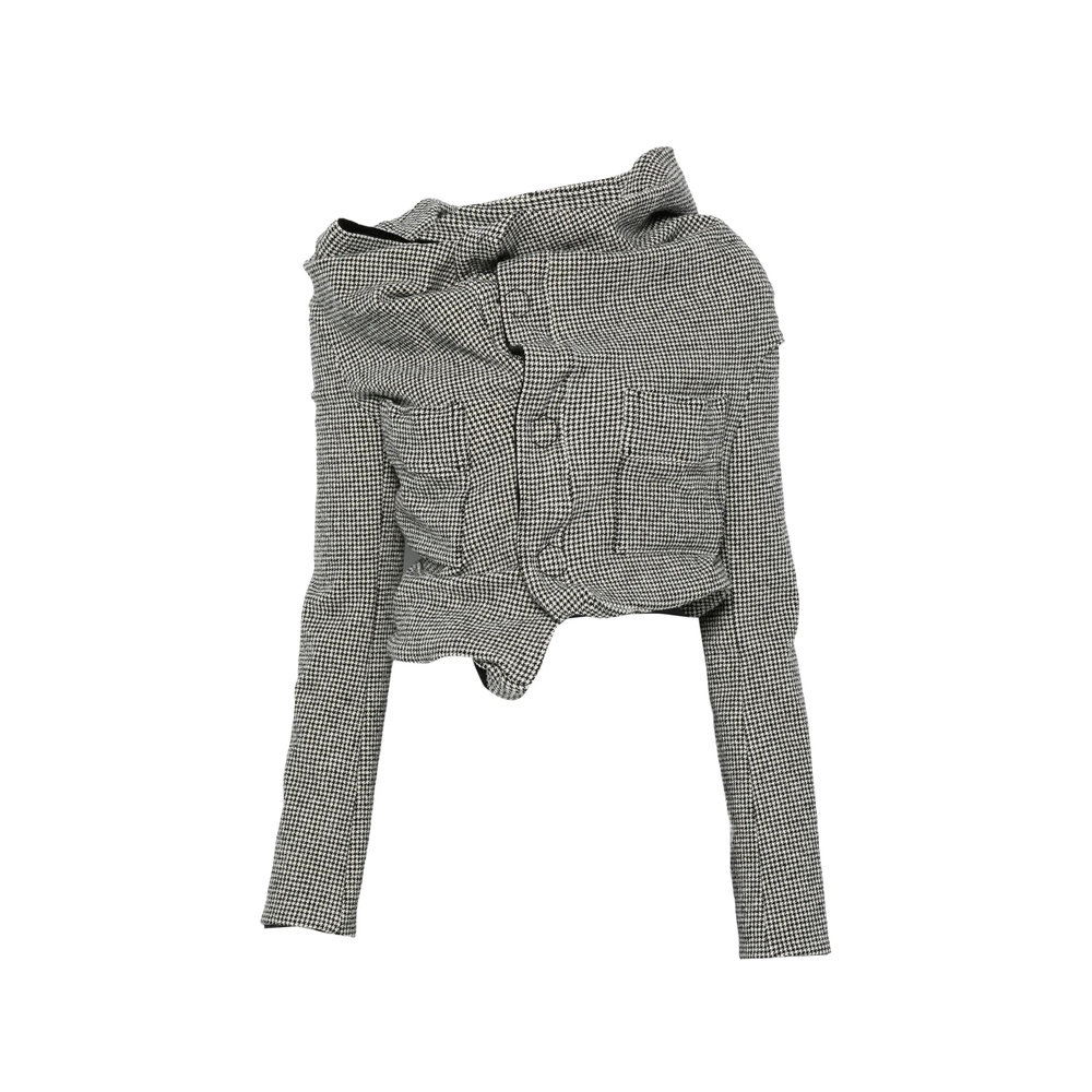 Junya Watanabe Houndstooth-pattern Draped-design Jacket