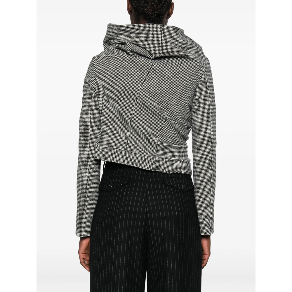 Houndstooth-Pattern Draped-Design Jacket