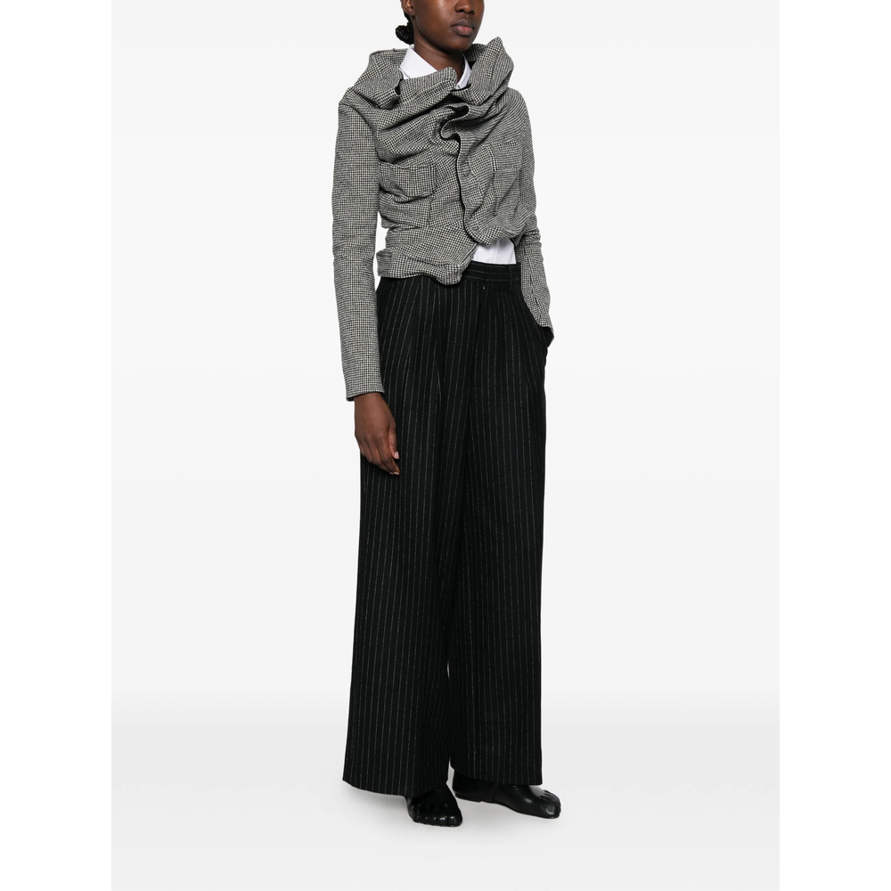 Houndstooth-Pattern Draped-Design Jacket