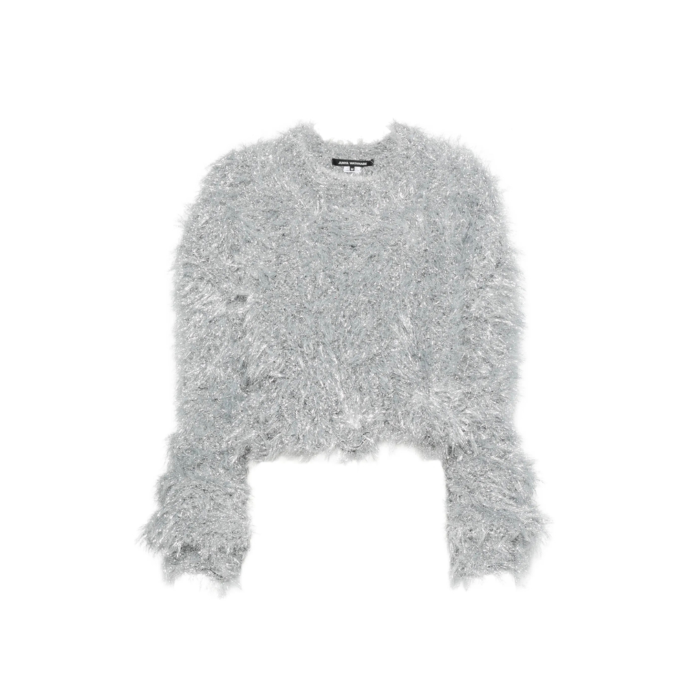 Tinsel-Effect Cropped Sweater