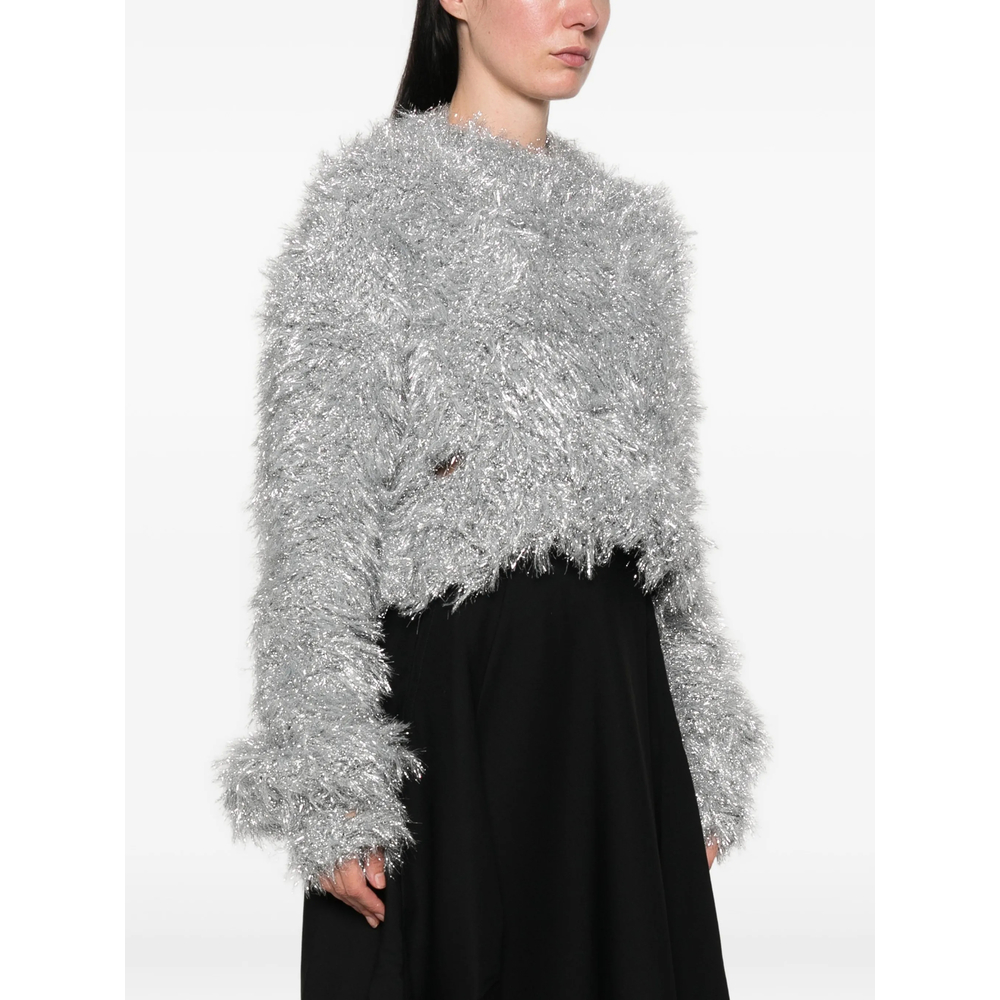 Tinsel-Effect Cropped Sweater