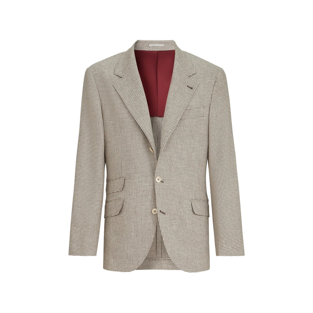 Wool, Alpaca And Silk Houndstooth Deconstructed Cavallo Blazer