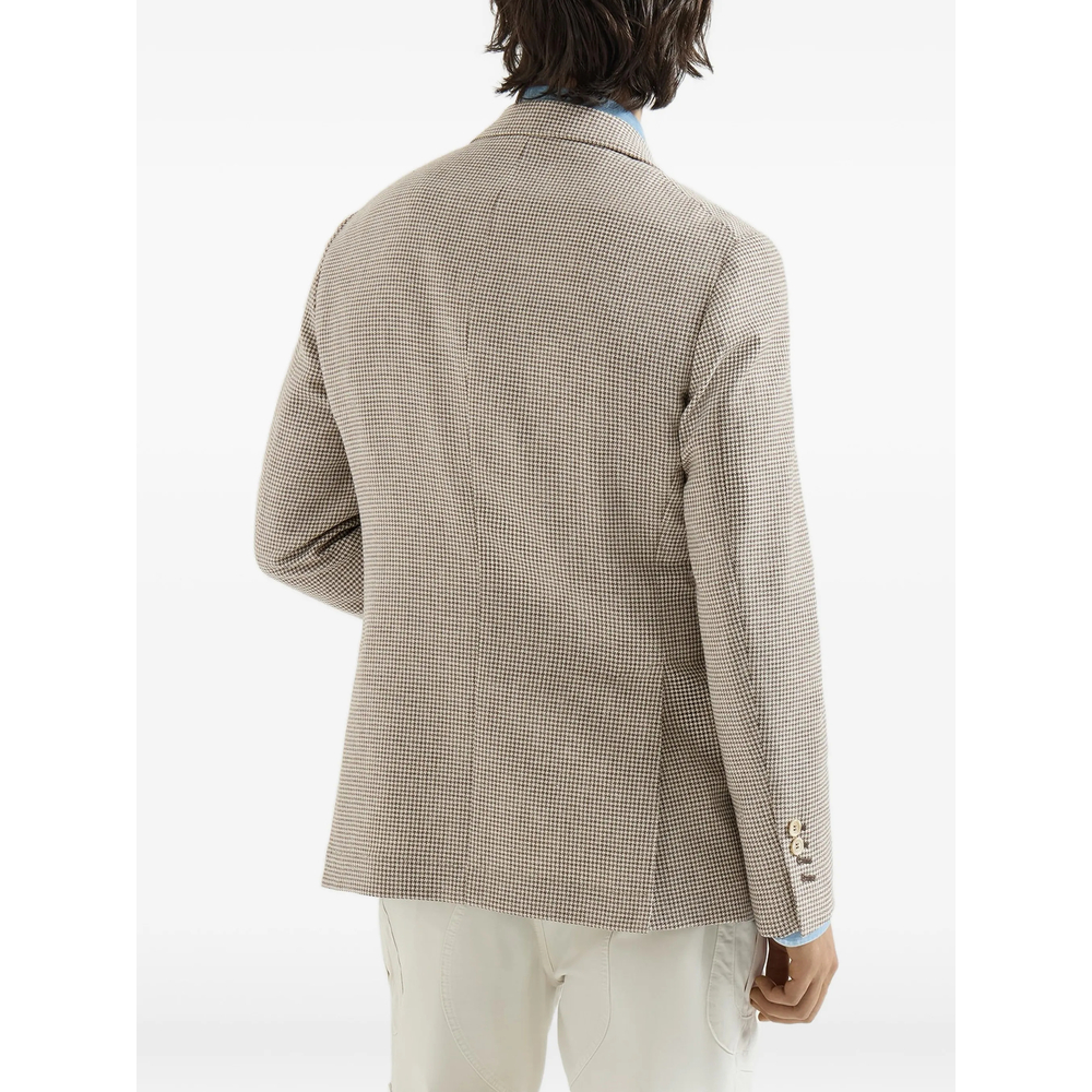 Wool, Alpaca And Silk Houndstooth Deconstructed Cavallo Blazer