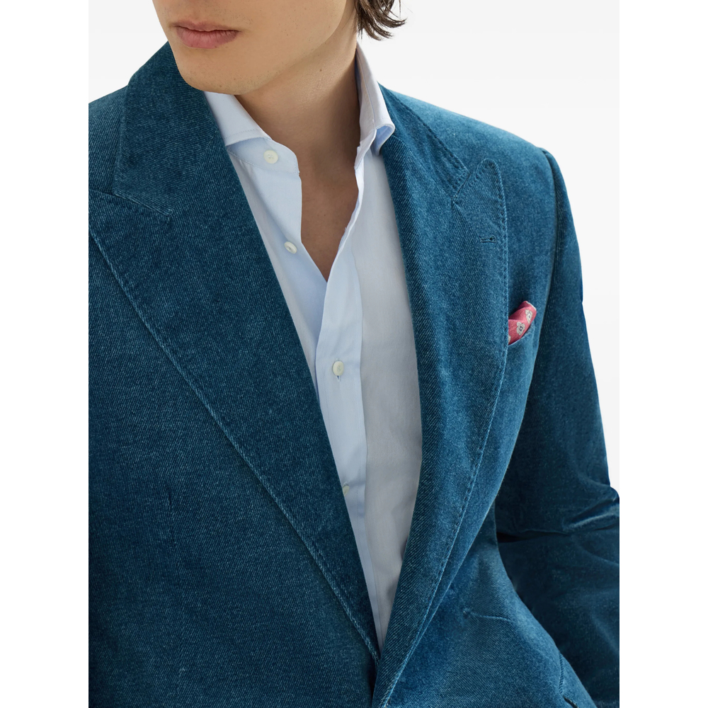 Denim-Effect Cotton Velvet Tailor Blazer