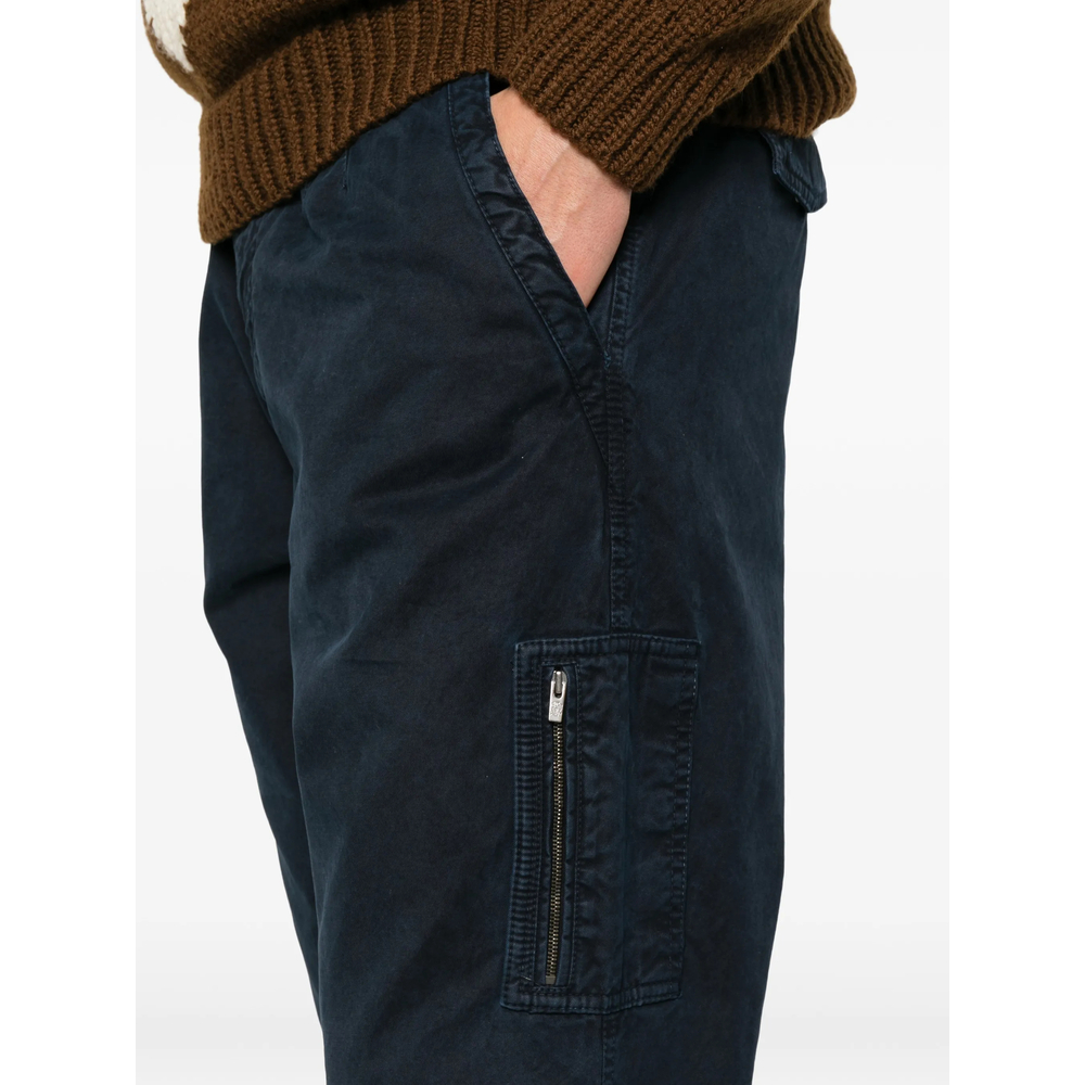 Peached Cotton Gabardine Trousers With Zipped Pocket