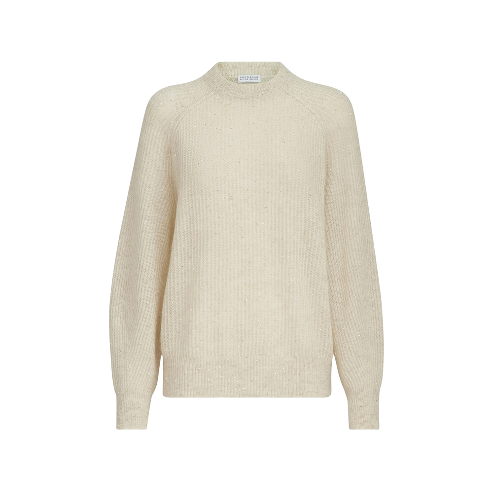 Brunello Cucinelli Mohair, Cotton And Wool Diamond Yarn English Rib Sweater