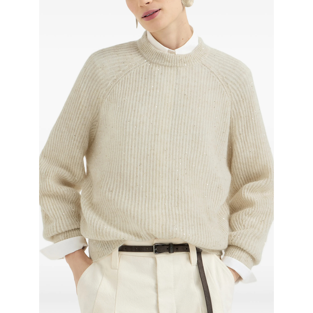 Mohair, Cotton And Wool Diamond Yarn English Rib Sweater