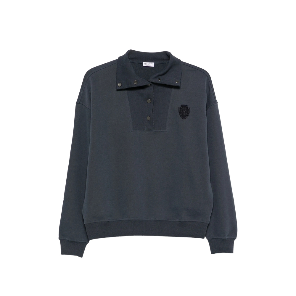 Brunello Cucinelli Logo-patch Half-button Sweatshirt