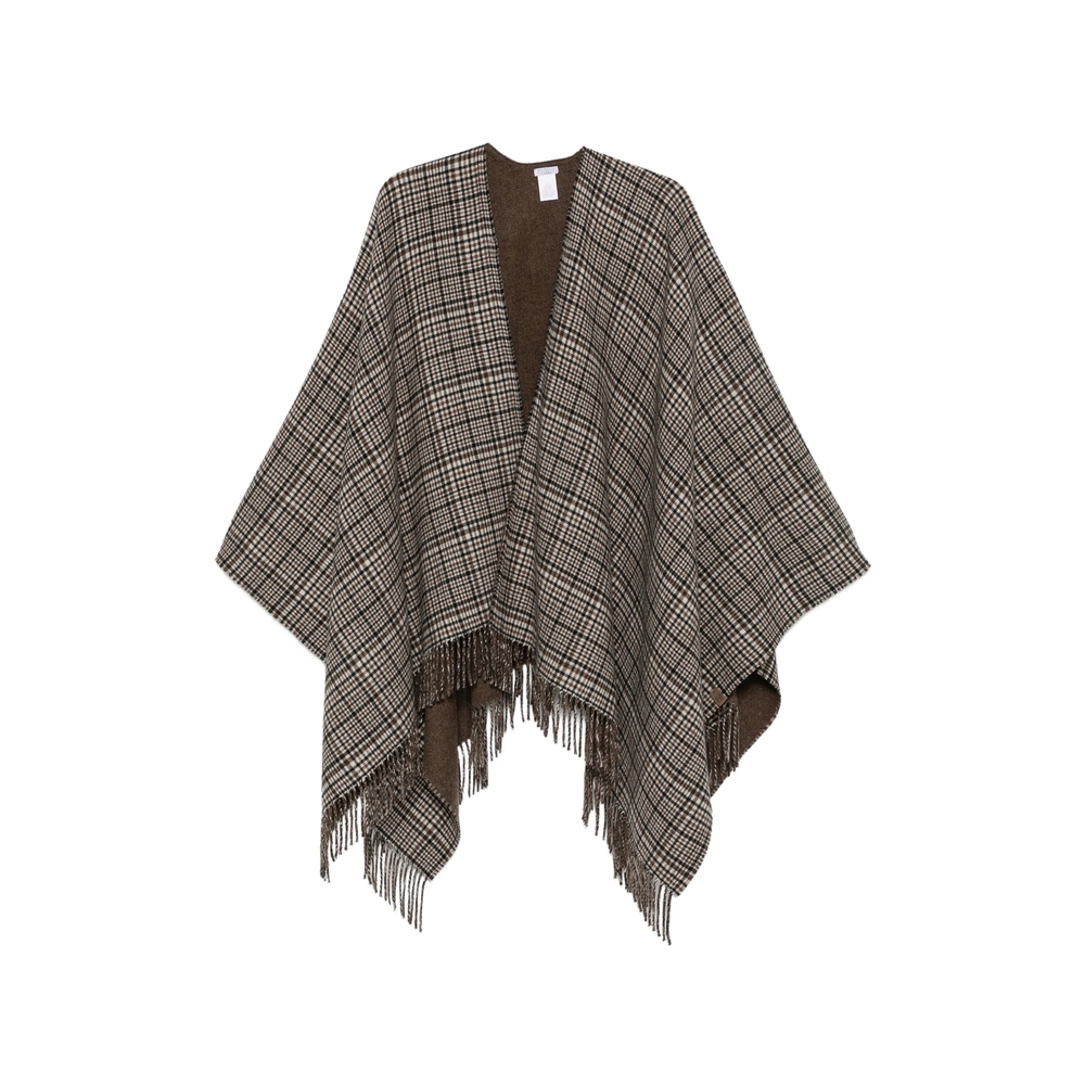 Brunello Cucinelli Check-pattern Fringed Poncho