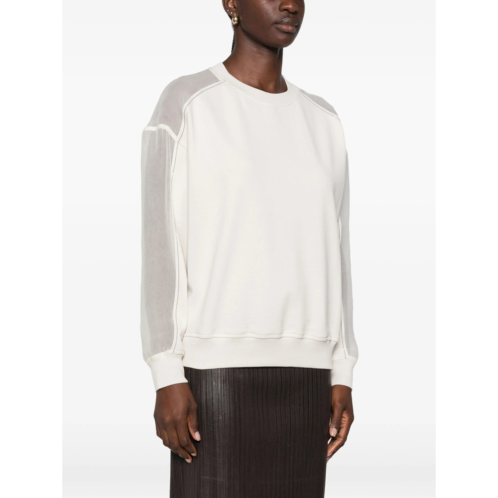 Sheer-Panel Monili-Chain Sweatshirt