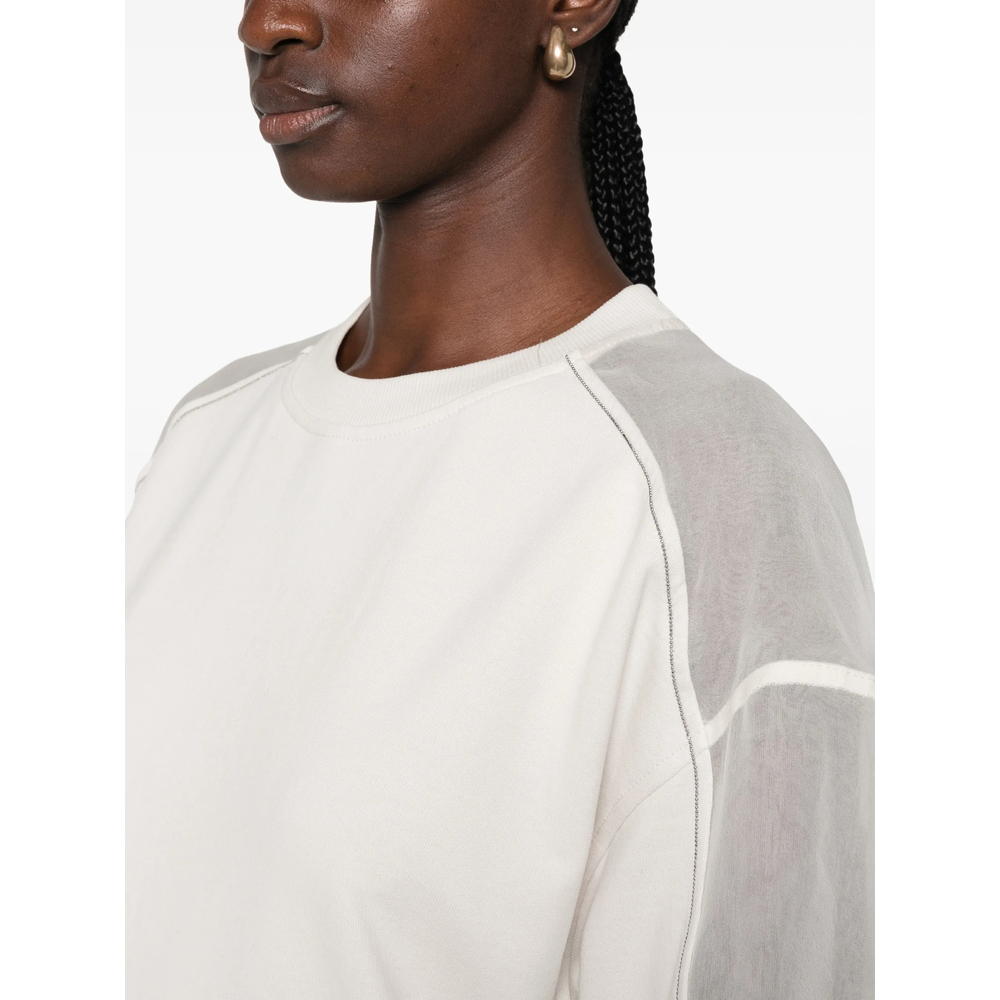 Sheer-Panel Monili-Chain Sweatshirt