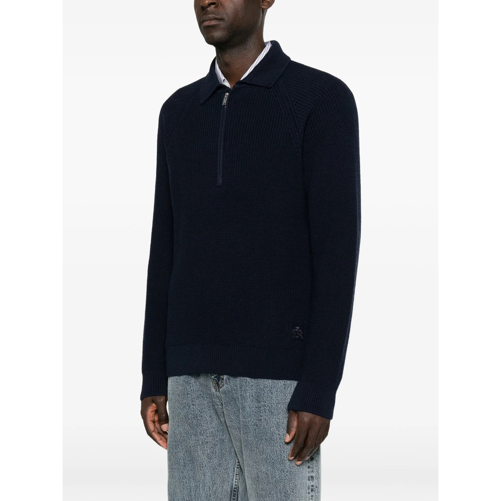 Ribbed-Knit Quarter-Zip Polo Shirt