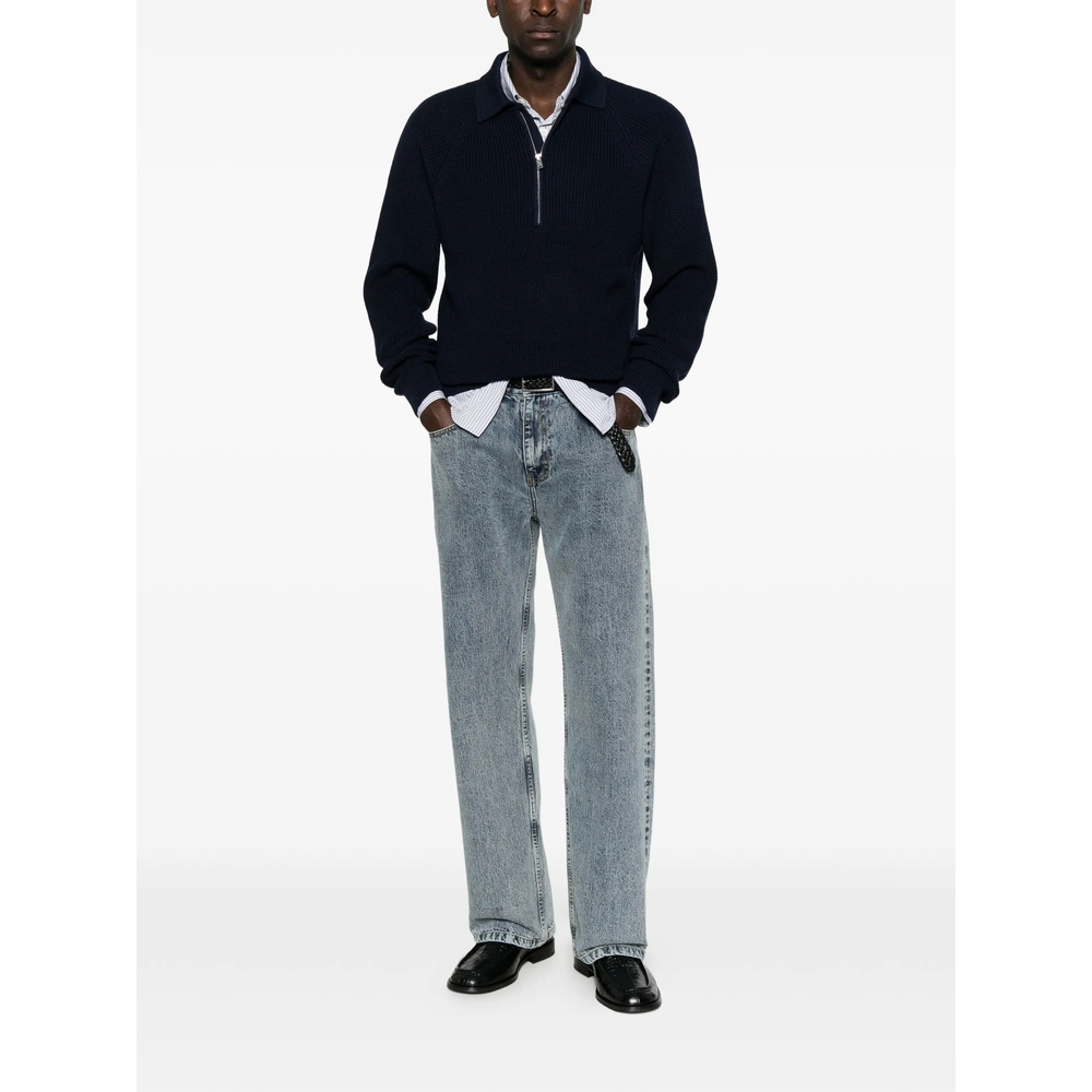 Ribbed-Knit Quarter-Zip Polo Shirt