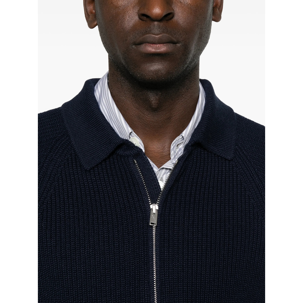 Ribbed-Knit Quarter-Zip Polo Shirt