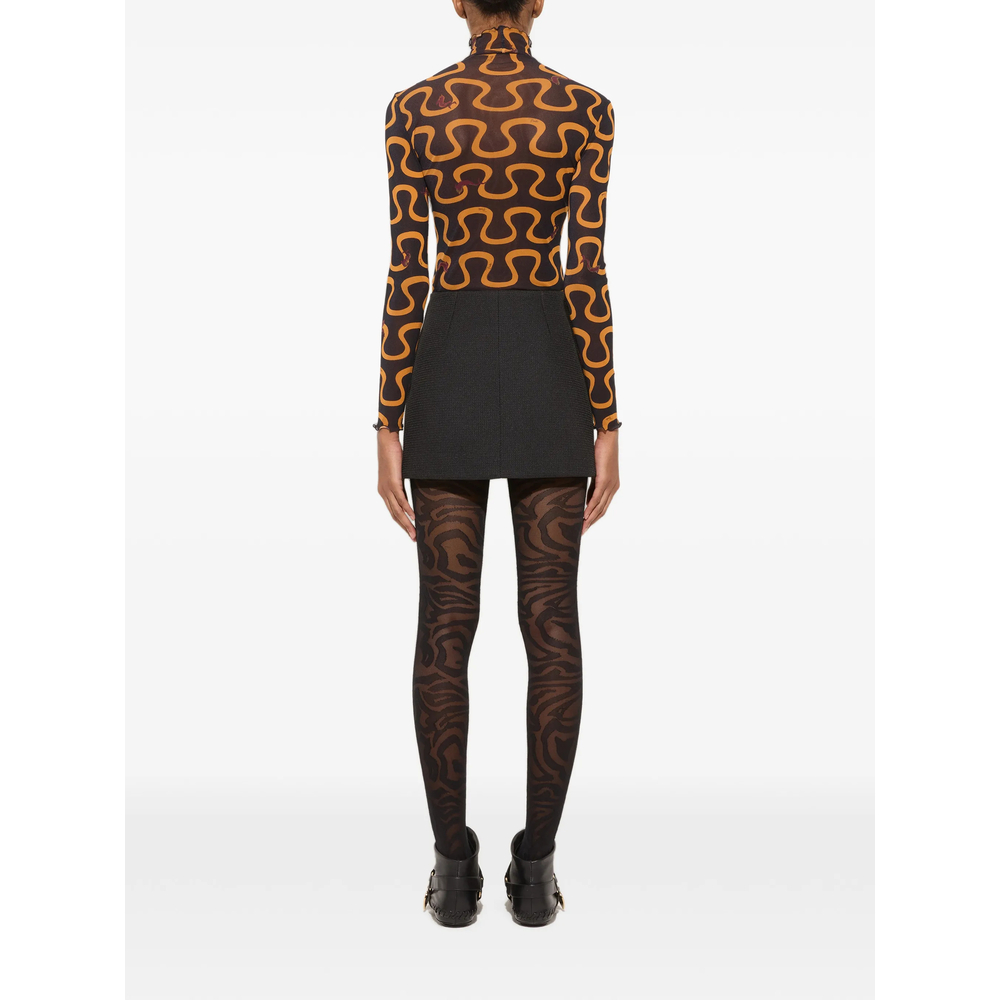 Pucci Onda Print High-Neck Tulle Top