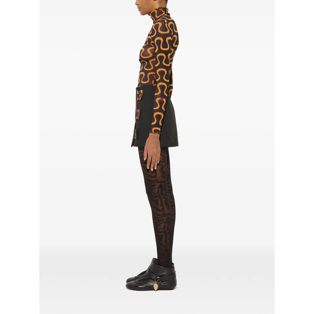 Pucci Onda Print High-Neck Tulle Top