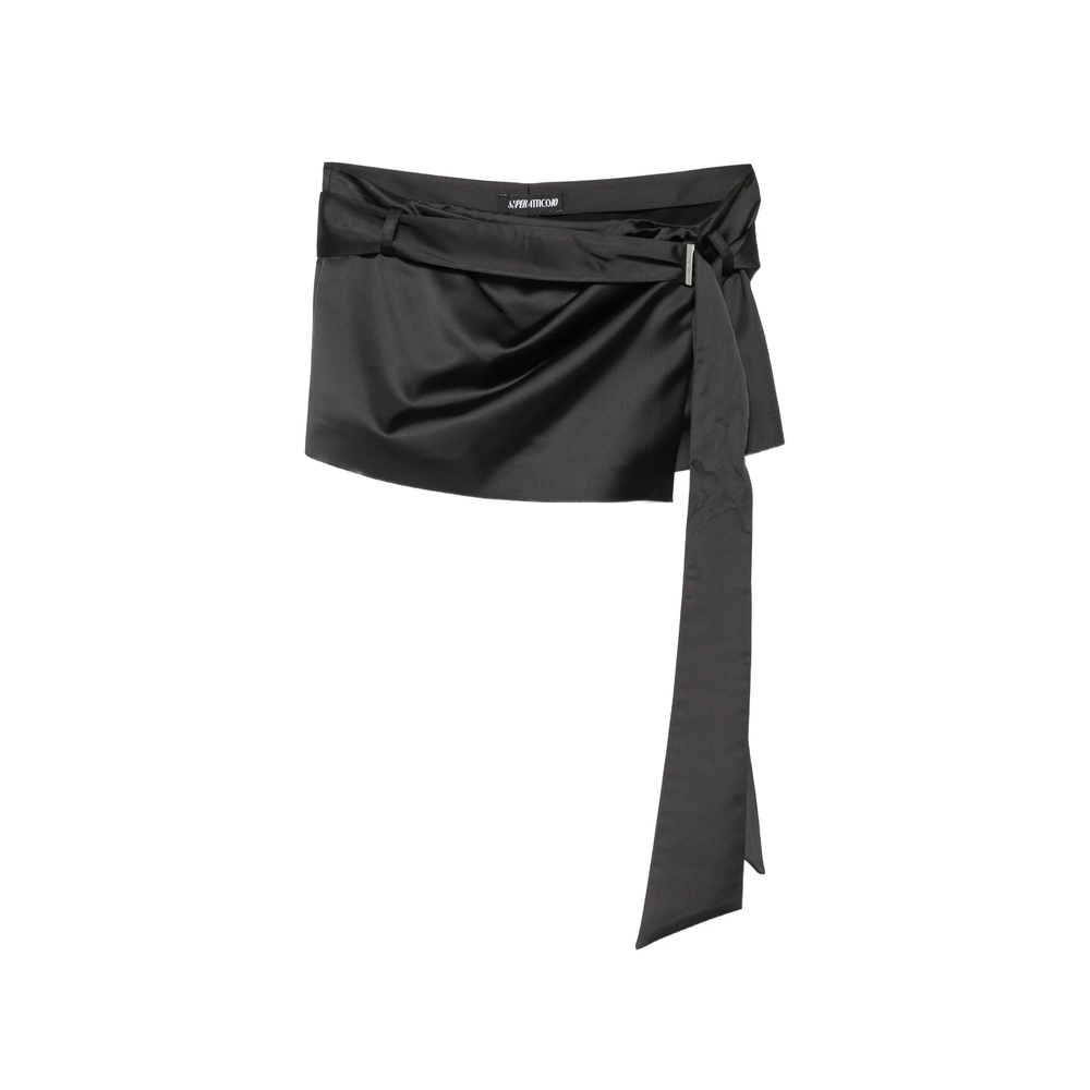 Mini Satin Wrap-Style Skirt